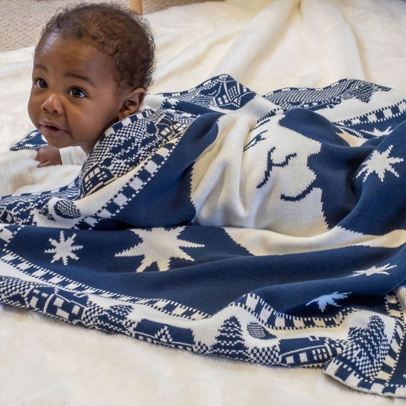 MAN-IN-THE-MOON reversible baby blanket & wall hanging