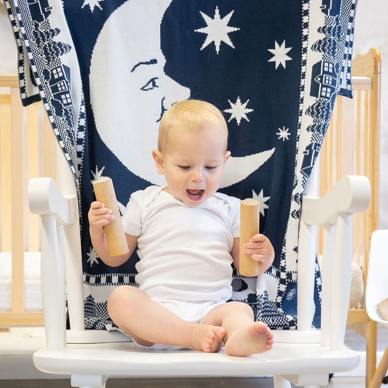 MAN-IN-THE-MOON reversible baby blanket & wall hanging